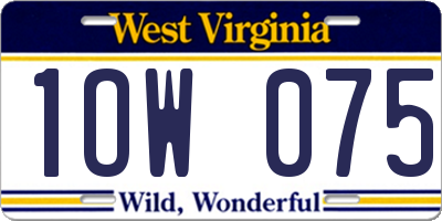 WV license plate 1OW075