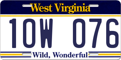 WV license plate 1OW076