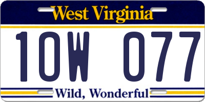 WV license plate 1OW077