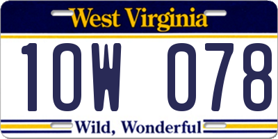 WV license plate 1OW078