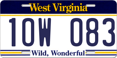 WV license plate 1OW083