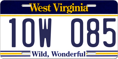 WV license plate 1OW085