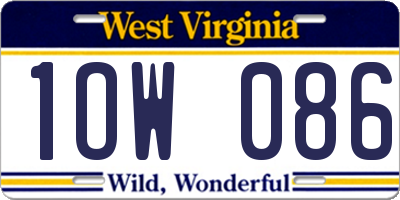 WV license plate 1OW086