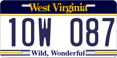 WV license plate 1OW087