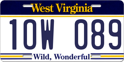 WV license plate 1OW089