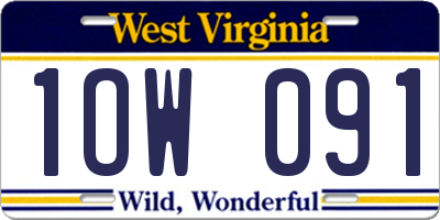 WV license plate 1OW091
