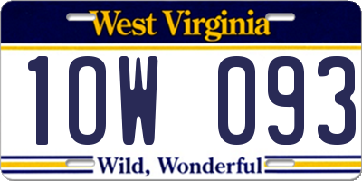 WV license plate 1OW093