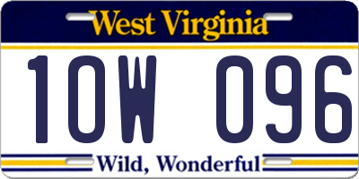 WV license plate 1OW096