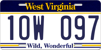 WV license plate 1OW097