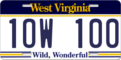 WV license plate 1OW100