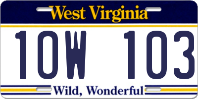 WV license plate 1OW103