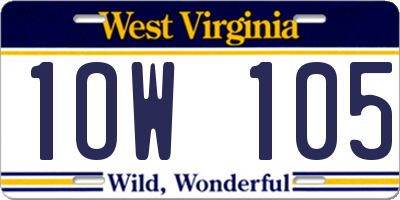 WV license plate 1OW105