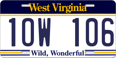 WV license plate 1OW106