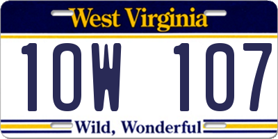 WV license plate 1OW107
