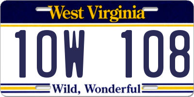 WV license plate 1OW108