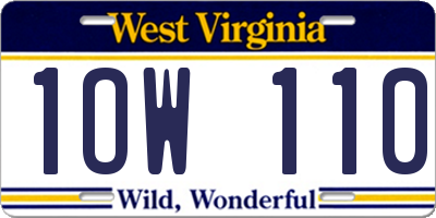 WV license plate 1OW110