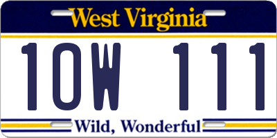 WV license plate 1OW111