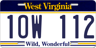 WV license plate 1OW112