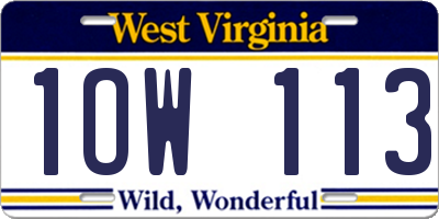 WV license plate 1OW113