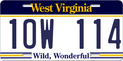 WV license plate 1OW114