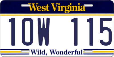 WV license plate 1OW115
