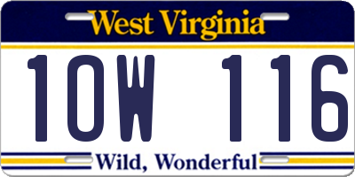 WV license plate 1OW116