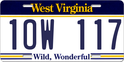 WV license plate 1OW117