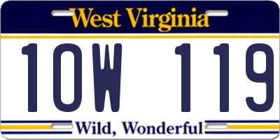 WV license plate 1OW119
