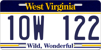 WV license plate 1OW122