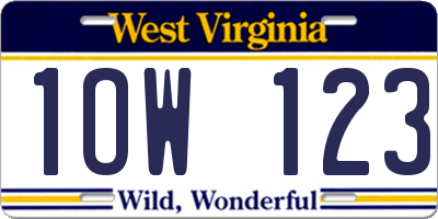 WV license plate 1OW123
