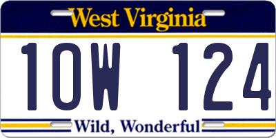 WV license plate 1OW124