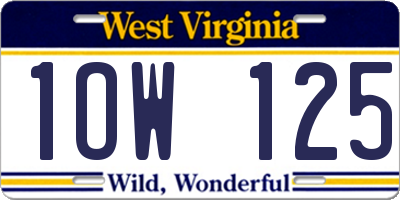 WV license plate 1OW125