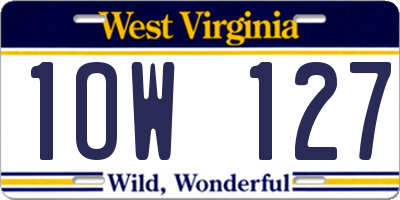 WV license plate 1OW127
