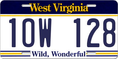 WV license plate 1OW128