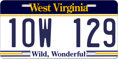 WV license plate 1OW129