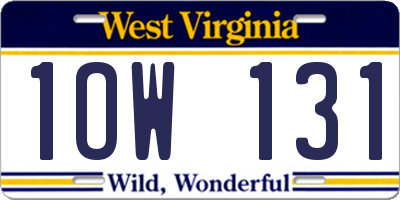 WV license plate 1OW131