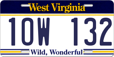 WV license plate 1OW132