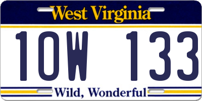 WV license plate 1OW133