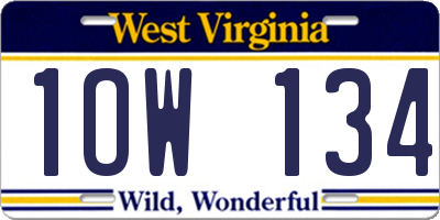 WV license plate 1OW134