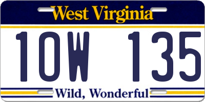 WV license plate 1OW135