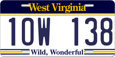 WV license plate 1OW138