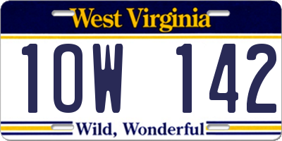 WV license plate 1OW142