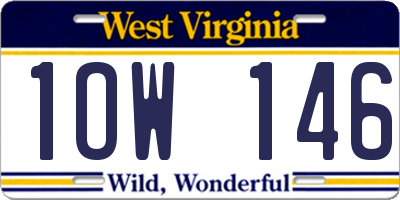 WV license plate 1OW146