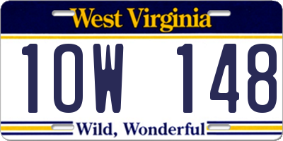 WV license plate 1OW148