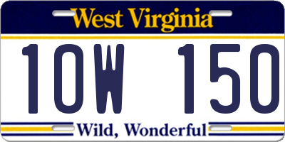 WV license plate 1OW150