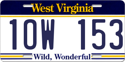 WV license plate 1OW153