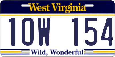 WV license plate 1OW154