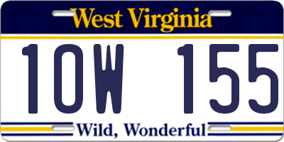 WV license plate 1OW155