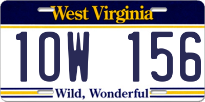 WV license plate 1OW156