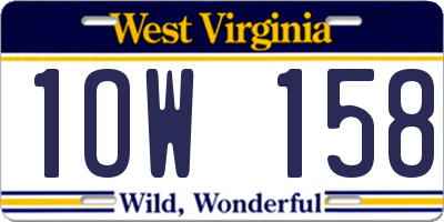WV license plate 1OW158